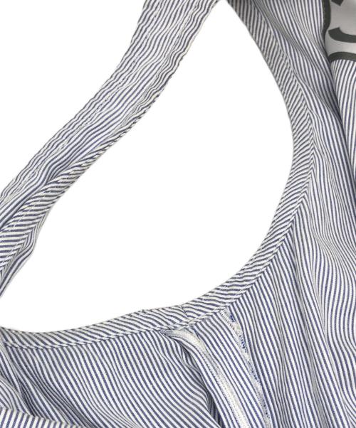 CHANEL（シャネル）CHANEL (シャネル) ノースリーブフリルストライプワンピース ブルー サイズ:36の古着・服飾アイテム