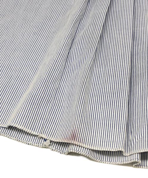 CHANEL（シャネル）CHANEL (シャネル) ノースリーブフリルストライプワンピース ブルー サイズ:36の古着・服飾アイテム