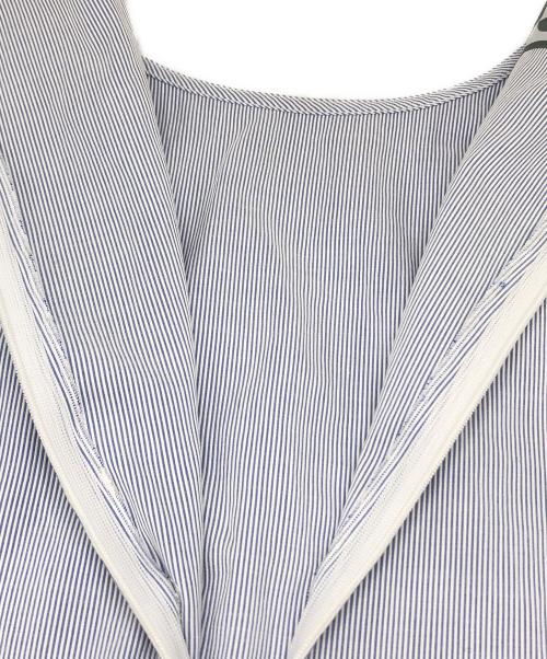 CHANEL（シャネル）CHANEL (シャネル) ノースリーブフリルストライプワンピース ブルー サイズ:36の古着・服飾アイテム