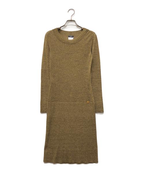 CHANEL（シャネル）CHANEL (シャネル) ココマークラメニットワンピース ゴールド サイズ:34の古着・服飾アイテム