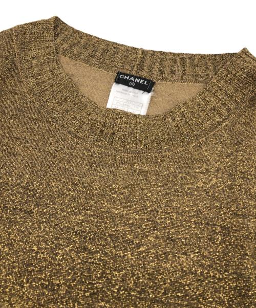 CHANEL（シャネル）CHANEL (シャネル) ココマークラメニットワンピース ゴールド サイズ:34の古着・服飾アイテム