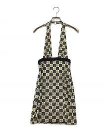 CHANEL（シャネル）の古着「カメリアプリントホルターネックワンピース」｜ベージュ×ブラック