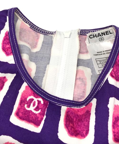 CHANEL（シャネル）CHANEL (シャネル) ココマークノースリーブブラウス パープル サイズ:34の古着・服飾アイテム