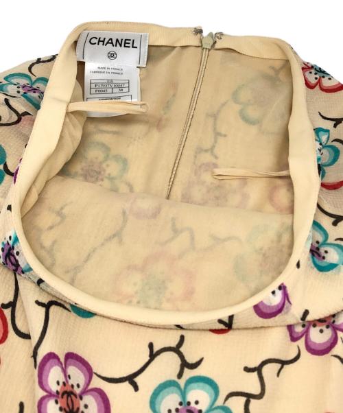 CHANEL（シャネル）CHANEL (シャネル) ココマークフラワープリントシルクスカート ベージュ サイズ:38の古着・服飾アイテム