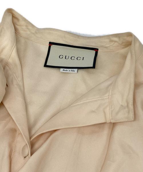 GUCCI（グッチ）GUCCI (グッチ) フリルプリーツシャツ ベージュ サイズ:44の古着・服飾アイテム