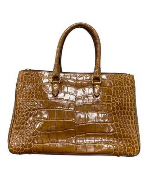 J&M DAVIDSON（ジェイ＆エム デヴィッドソン）J&M DAVIDSON (ジェイ＆エム デヴィッドソン) SIGRID クロコ型押しハンドバッグ ブラウン サイズ:下記参照の古着・服飾アイテム