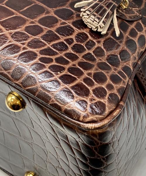 J&M DAVIDSON（ジェイ＆エム デヴィッドソン）J&M DAVIDSON (ジェイ＆エム デヴィッドソン) VIVI クロコ型押しボストンバッグ ブラウン サイズ:下記参照の古着・服飾アイテム