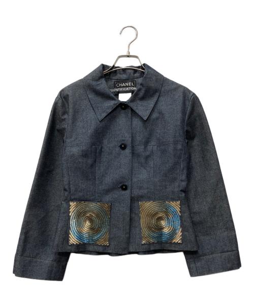 CHANEL（シャネル）CHANEL (シャネル) スパンコールデニムジャケット インディゴ サイズ:34の古着・服飾アイテム