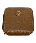 TORY BURCHトリーバーチ）の古着「Ｔモノグラム ラウンドジップコンパクトウォレット」｜ブラウン