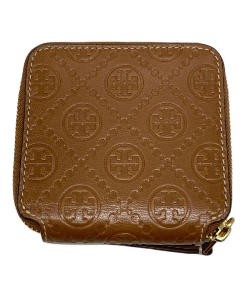 TORY BURCH（トリーバーチ）TORY BURCH (トリーバーチ) Ｔモノグラム ラウンドジップコンパクトウォレット ブラウン サイズ:下記参照の古着・服飾アイテム