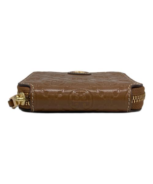 TORY BURCH（トリーバーチ）TORY BURCH (トリーバーチ) Ｔモノグラム ラウンドジップコンパクトウォレット ブラウン サイズ:下記参照の古着・服飾アイテム