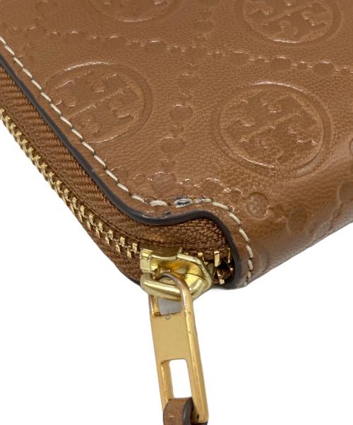 TORY BURCH（トリーバーチ）TORY BURCH (トリーバーチ) Ｔモノグラム ラウンドジップコンパクトウォレット ブラウン サイズ:下記参照の古着・服飾アイテム