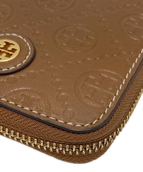 TORY BURCH（トリーバーチ）TORY BURCH (トリーバーチ) Ｔモノグラム ラウンドジップコンパクトウォレット ブラウン サイズ:下記参照の古着・服飾アイテム
