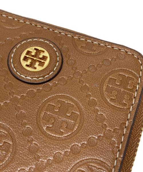 TORY BURCH（トリーバーチ）TORY BURCH (トリーバーチ) Ｔモノグラム ラウンドジップコンパクトウォレット ブラウン サイズ:下記参照の古着・服飾アイテム