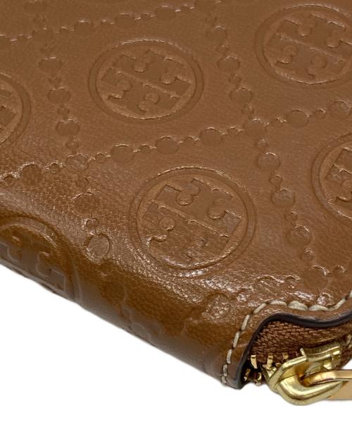 TORY BURCH（トリーバーチ）TORY BURCH (トリーバーチ) Ｔモノグラム ラウンドジップコンパクトウォレット ブラウン サイズ:下記参照の古着・服飾アイテム