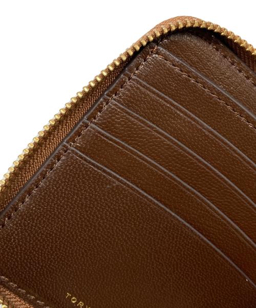 TORY BURCH（トリーバーチ）TORY BURCH (トリーバーチ) Ｔモノグラム ラウンドジップコンパクトウォレット ブラウン サイズ:下記参照の古着・服飾アイテム