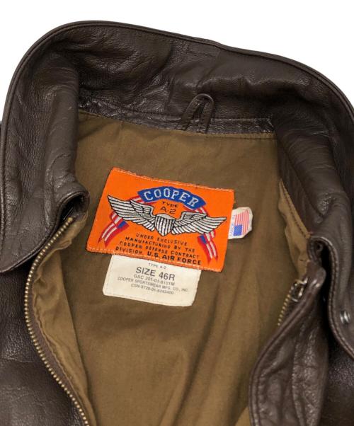 cooper（クーパー）COOPER (クーパー) A-2レザーフライトジャケット ブラウン サイズ:46Rの古着・服飾アイテム