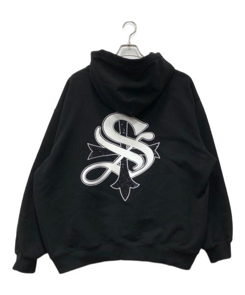 SUPPLIER（サプライヤー）SUPPLIER (サプライヤー) ラインストーンプルオーバーパーカー ブラック サイズ:Lの古着・服飾アイテム