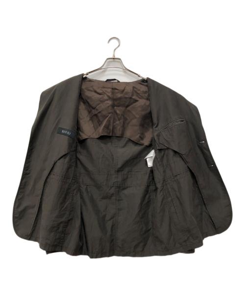 GUCCI（グッチ）GUCCI (グッチ) シルク混 2B テーラードジャケット ブラウン サイズ:52の古着・服飾アイテム