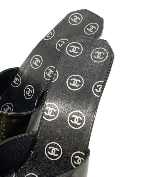 CHANEL（シャネル）CHANEL (シャネル) トリプルココマークパンチングミュール ブラック サイズ:36の古着・服飾アイテム