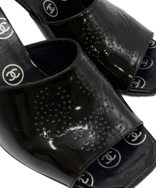 CHANEL（シャネル）CHANEL (シャネル) トリプルココマークパンチングミュール ブラック サイズ:36の古着・服飾アイテム