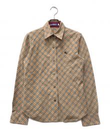 BURBERRY BLUE LABEL（バーバリー ブルー レーベル）の古着「ホースロゴチェックシャツ」｜ベージュ