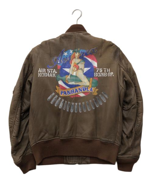 AVIREX（アヴィレックス）AVIREX (アヴィレックス) PANHANDLE レザーMA-1ジャケット ブラウン サイズ:Mの古着・服飾アイテム