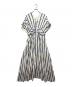 ne quittez pas（ヌキテパ）の古着「Cotton Voile Stripe Waist Gather Dress」｜ベージュ×ブルー