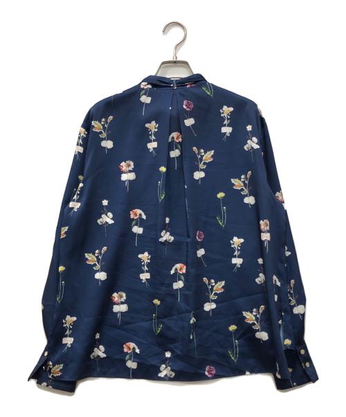 ANAYI（アナイ）ANAYI (アナイ) ボタニカルサテンプリントスカーフタイ ブラウス ネイビー サイズ:38の古着・服飾アイテム