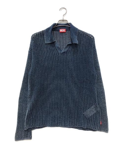 DIESEL（ディーゼル）DIESEL (ディーゼル) K-SQUAREDメッシュニットポロシャツ インディゴ サイズ:Lの古着・服飾アイテム
