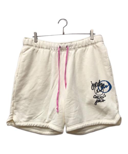 JORDAN（ジョーダン）JORDAN (ジョーダン) TRAVIS SCOTT (トラヴィススコット) FRAGMENT DESIGN (フラグメントデザイン) ロゴスウェットハーフパンツ アイボリー サイズ:Lの古着・服飾アイテム