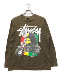 stussy（ステューシー）の古着「Jah Bike ラスタカラーロングスリーブカットソー」｜カーキ
