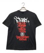 stussyステューシー）の古着「GREY PVC ワールドツアーTシャツ」｜ブラック