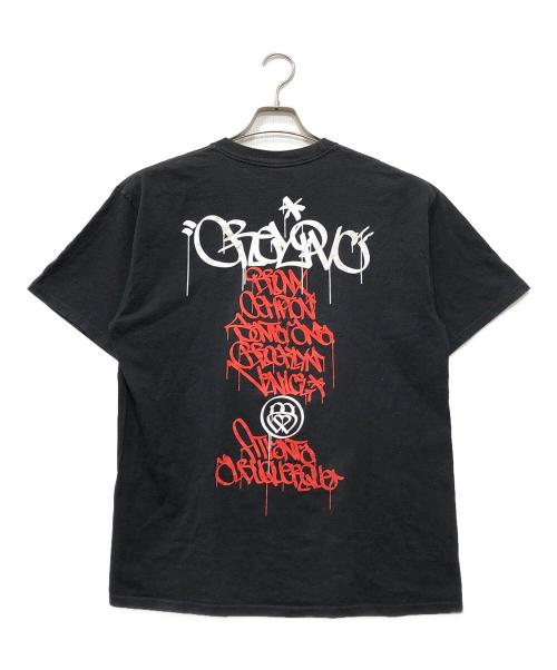 stussy（ステューシー）stussy (ステューシー) GREY PVC ワールドツアーTシャツ ブラック サイズ:Lの古着・服飾アイテム