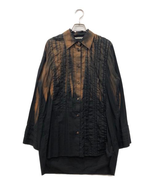 Acne studios（アクネ ストゥディオズ）ACNE STUDIOS (アクネ ストゥディオズ) フェード加工ピンタックシャツ ブラック×ブラウン サイズ:32の古着・服飾アイテム