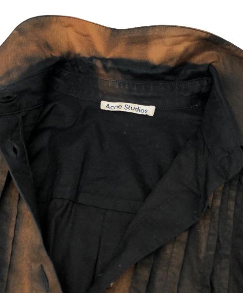 Acne studios（アクネ ストゥディオズ）ACNE STUDIOS (アクネ ストゥディオズ) フェード加工ピンタックシャツ ブラック×ブラウン サイズ:32の古着・服飾アイテム