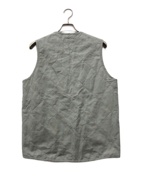 LAVENHAM（ラベンハム）LAVENHAM (ラベンハム) Linen Cotton Unwadded Thornham ノーカラーベスト グリーン サイズ:Lの古着・服飾アイテム