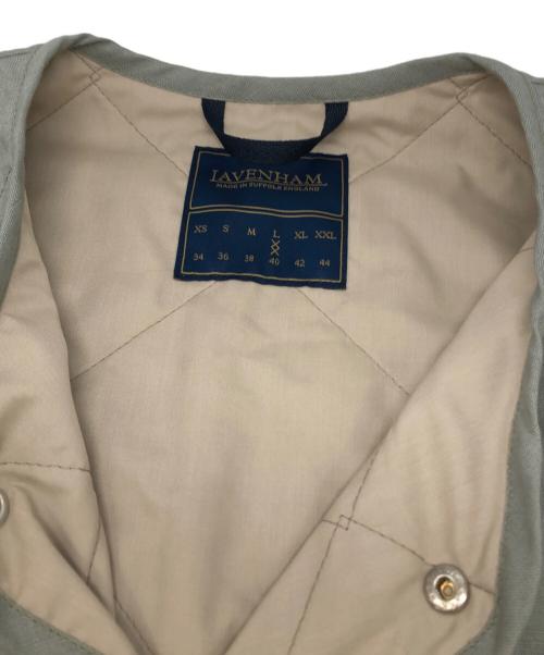 LAVENHAM（ラベンハム）LAVENHAM (ラベンハム) Linen Cotton Unwadded Thornham ノーカラーベスト グリーン サイズ:Lの古着・服飾アイテム