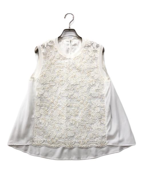 ANAYI（アナイ）ANAYI (アナイ) ケミカルレースフレアブラウス ホワイト サイズ:38 未使用品の古着・服飾アイテム