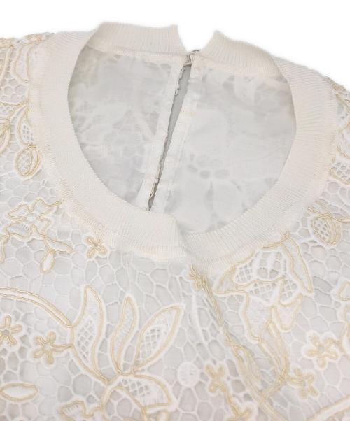 ANAYI（アナイ）ANAYI (アナイ) ケミカルレースフレアブラウス ホワイト サイズ:38 未使用品の古着・服飾アイテム