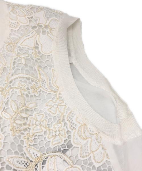 ANAYI（アナイ）ANAYI (アナイ) ケミカルレースフレアブラウス ホワイト サイズ:38 未使用品の古着・服飾アイテム