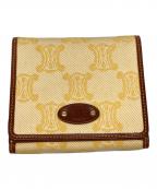 CELINEセリーヌ）の古着「ジャガードWホック財布」｜ベージュ×イエロー