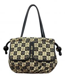 CHANEL（シャネル）の古着「ココボール カメリアチェックトートバッグ」｜アイボリー×ブラック