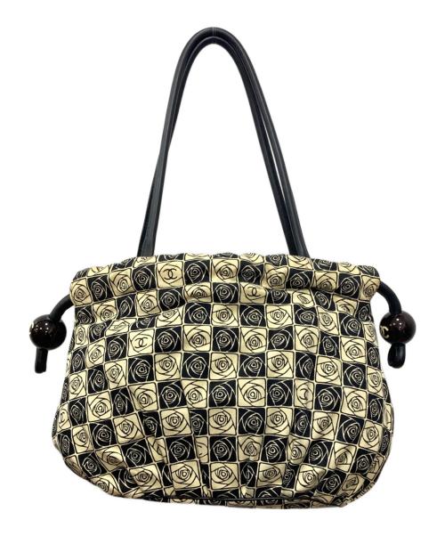 CHANEL（シャネル）CHANEL (シャネル) ココボール カメリアチェックトートバッグ アイボリー×ブラック サイズ:下記参照の古着・服飾アイテム
