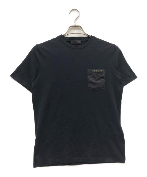 PRADA（プラダ）PRADA (プラダ) ラバーロゴポケットTシャツ ブラック サイズ:Sの古着・服飾アイテム