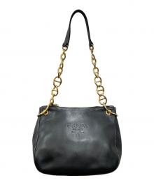 PRADA（プラダ）の古着「レザーショルダーバッグ」｜ブラック
