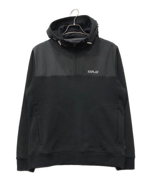 REPLAY（リプレイ）REPLAY (リプレイ) テクニカルファブリックハーフジップフーディー ブラック サイズ:Mの古着・服飾アイテム