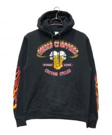 FRISCO CHOPPERS（フリスコチョッパーズ）の古着「フレイムロゴプルオーバーパーカー」｜ブラック