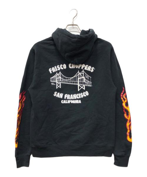 FRISCO CHOPPERS（フリスコチョッパーズ）FRISCO CHOPPERS (フリスコチョッパーズ) フレイムロゴプルオーバーパーカー ブラック サイズ:Sの古着・服飾アイテム