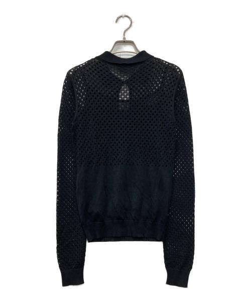 Salvatore Ferragamo（サルヴァトーレ フェラガモ）Salvatore Ferragamo (サルヴァトーレ フェラガモ) メッシュスキッパーニット ブラック サイズ:Sの古着・服飾アイテム